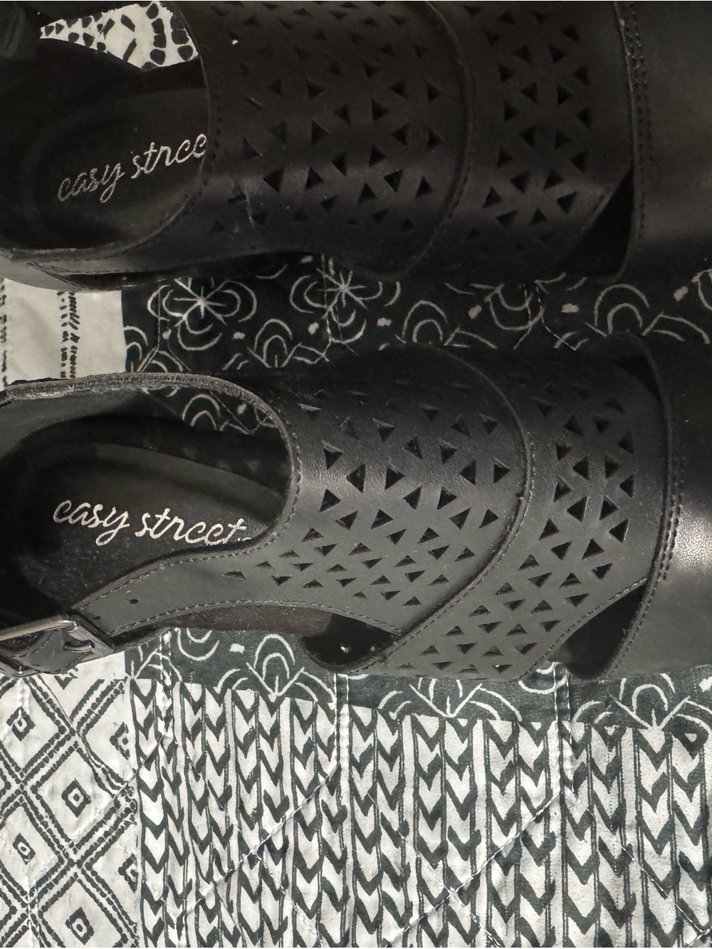 easy street Black Perforated Slingback Clogs